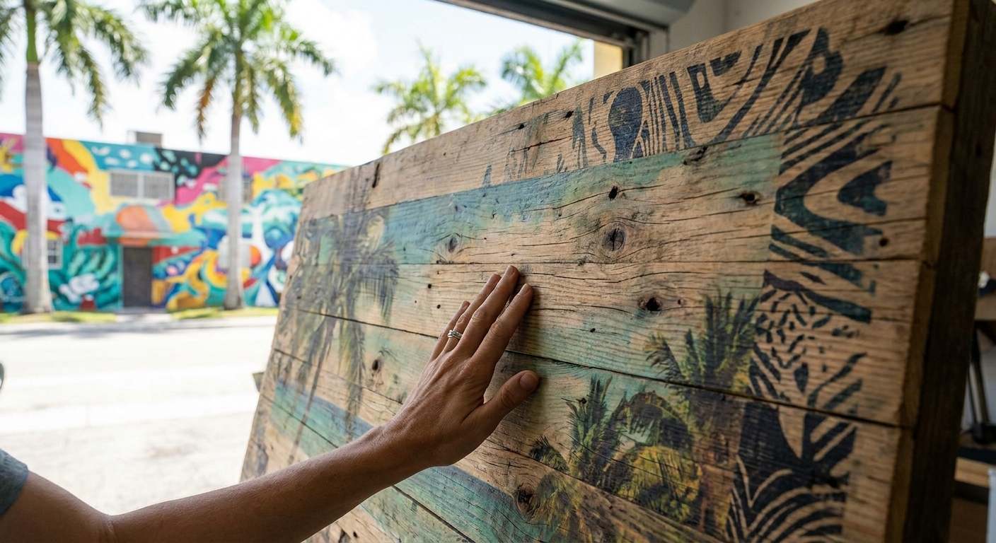 Custom wood printing in Miami adds unique texture and character to art pieces, making them memorable and visually striking.